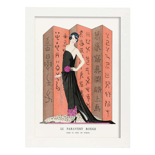 Lámina Vintage Modelo 024. Pósters con las ilustraciones Art Decó de George Barbier.-Artwork-Nacnic-A4-Marco Blanco-Nacnic Estudio SL
