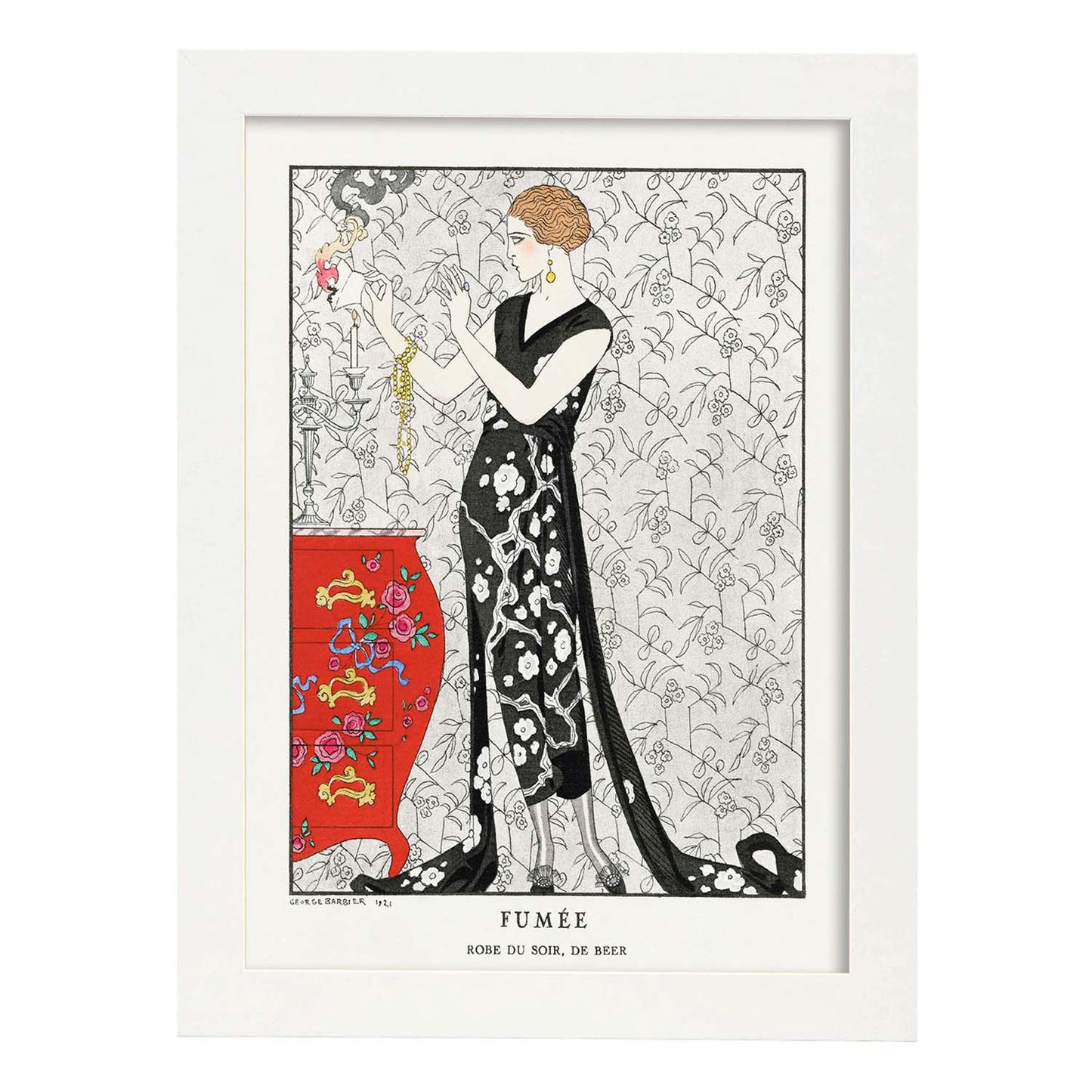 Lámina Vintage Modelo 028. Pósters con las ilustraciones Art Decó de George Barbier.-Artwork-Nacnic-A4-Marco Blanco-Nacnic Estudio SL