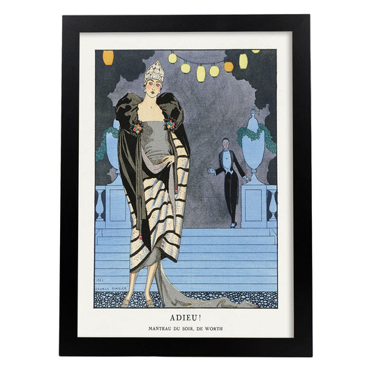 Lámina Vintage Modelo 031. Pósters con las ilustraciones Art Decó de George Barbier.-Artwork-Nacnic-A4-Marco Negro-Nacnic Estudio SL