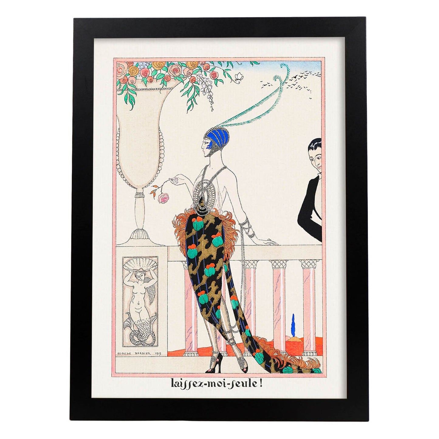 Lámina Vintage Modelo 032. Pósters con las ilustraciones Art Decó de George Barbier.-Artwork-Nacnic-A3-Marco Negro-Nacnic Estudio SL