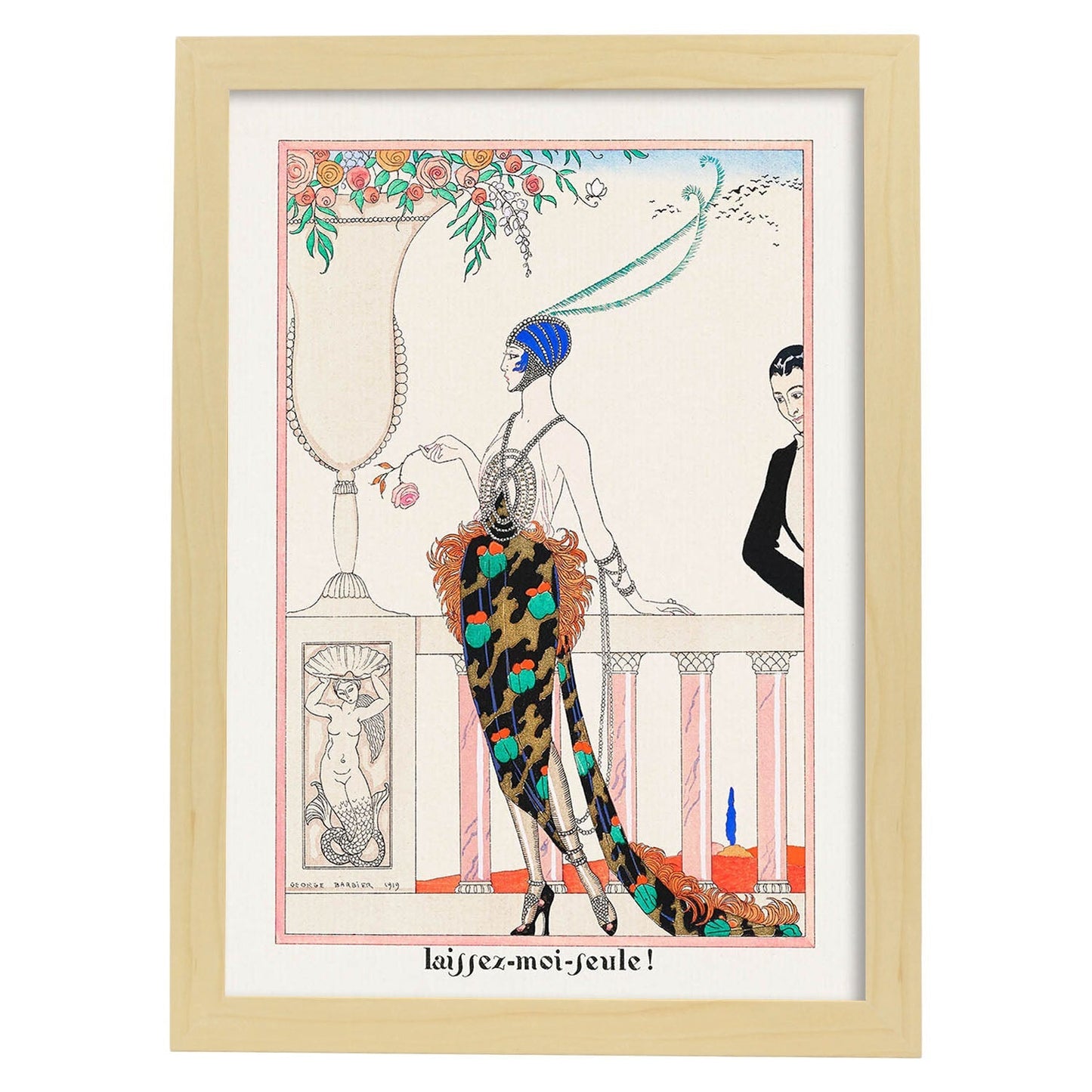 Lámina Vintage Modelo 032. Pósters con las ilustraciones Art Decó de George Barbier.-Artwork-Nacnic-A4-Marco Madera clara-Nacnic Estudio SL