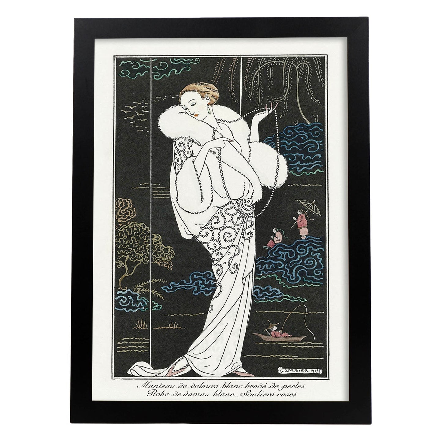 Lámina Vintage Modelo 035. Pósters con las ilustraciones Art Decó de George Barbier.-Artwork-Nacnic-A3-Marco Negro-Nacnic Estudio SL
