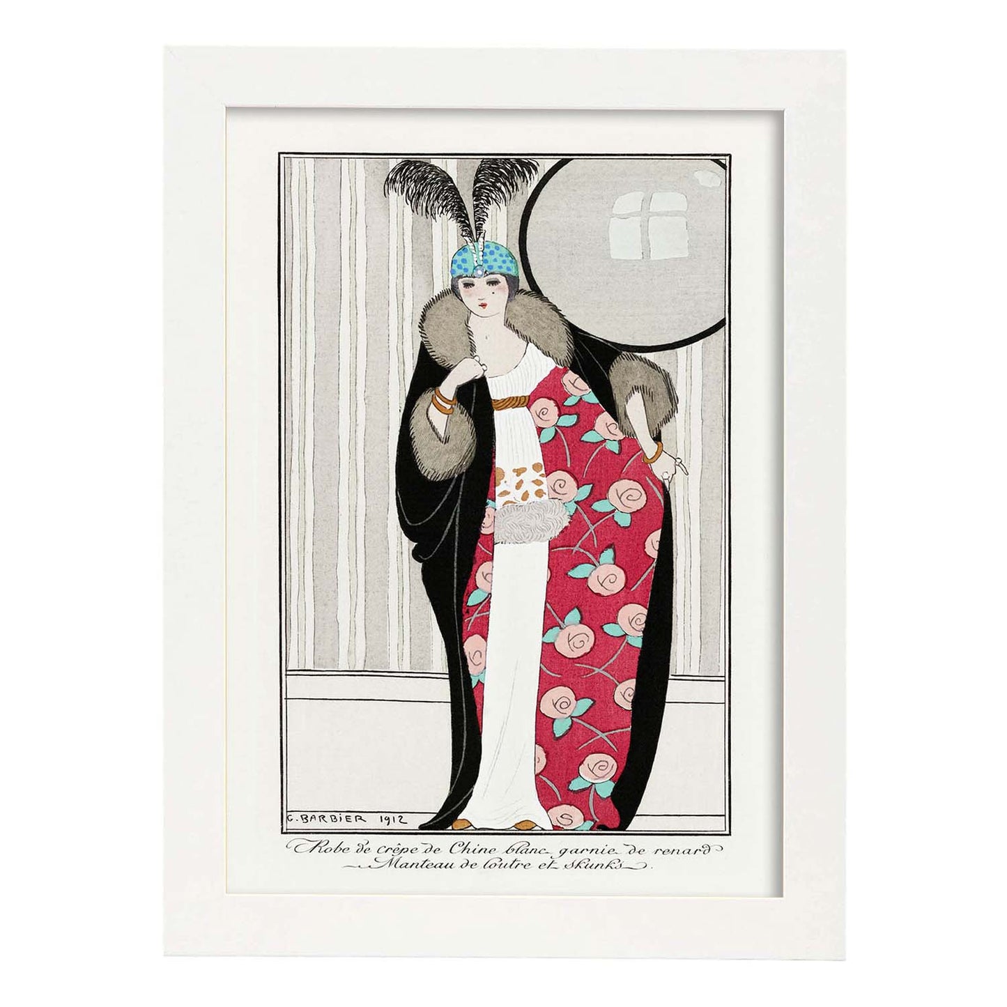 Lámina Vintage Modelo 037. Pósters con las ilustraciones Art Decó de George Barbier.-Artwork-Nacnic-A3-Marco Blanco-Nacnic Estudio SL