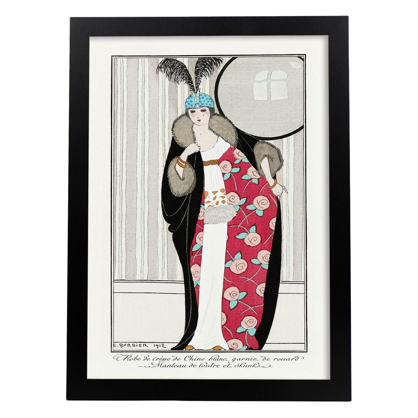 Lámina Vintage Modelo 037. Pósters con las ilustraciones Art Decó de George Barbier.-Artwork-Nacnic-A4-Marco Negro-Nacnic Estudio SL