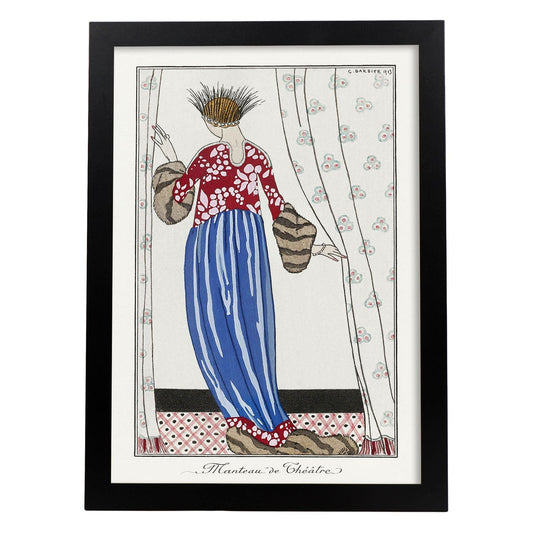 Lámina Vintage Modelo 040. Pósters con las ilustraciones Art Decó de George Barbier.-Artwork-Nacnic-A4-Marco Negro-Nacnic Estudio SL