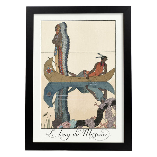 Lámina Vintage Modelo 051. Pósters con las ilustraciones Art Decó de George Barbier.-Artwork-Nacnic-A4-Marco Negro-Nacnic Estudio SL