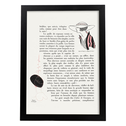 Lámina Vintage Modelo 056. Pósters con las ilustraciones Art Decó de George Barbier.-Artwork-Nacnic-A4-Marco Negro-Nacnic Estudio SL