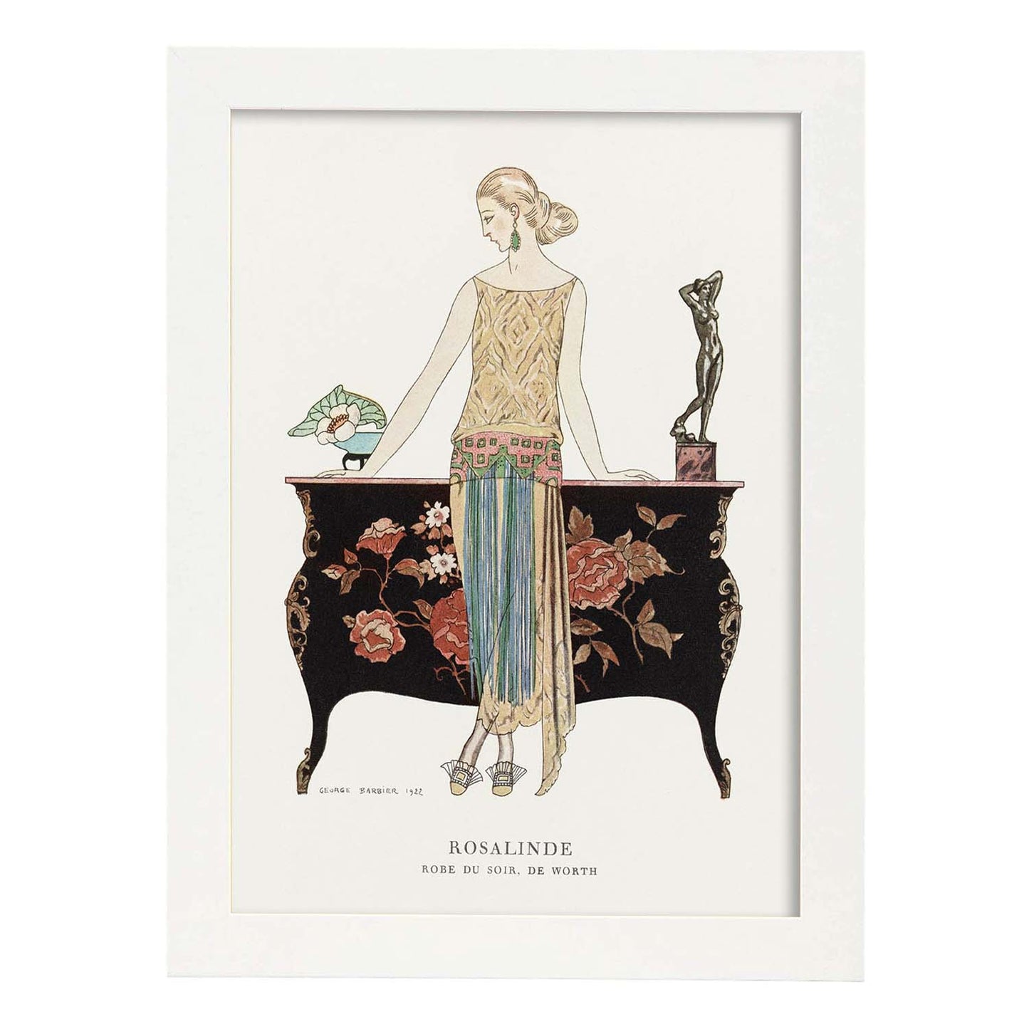 Lámina Vintage Modelo 060. Pósters con las ilustraciones Art Decó de George Barbier.-Artwork-Nacnic-A3-Marco Blanco-Nacnic Estudio SL