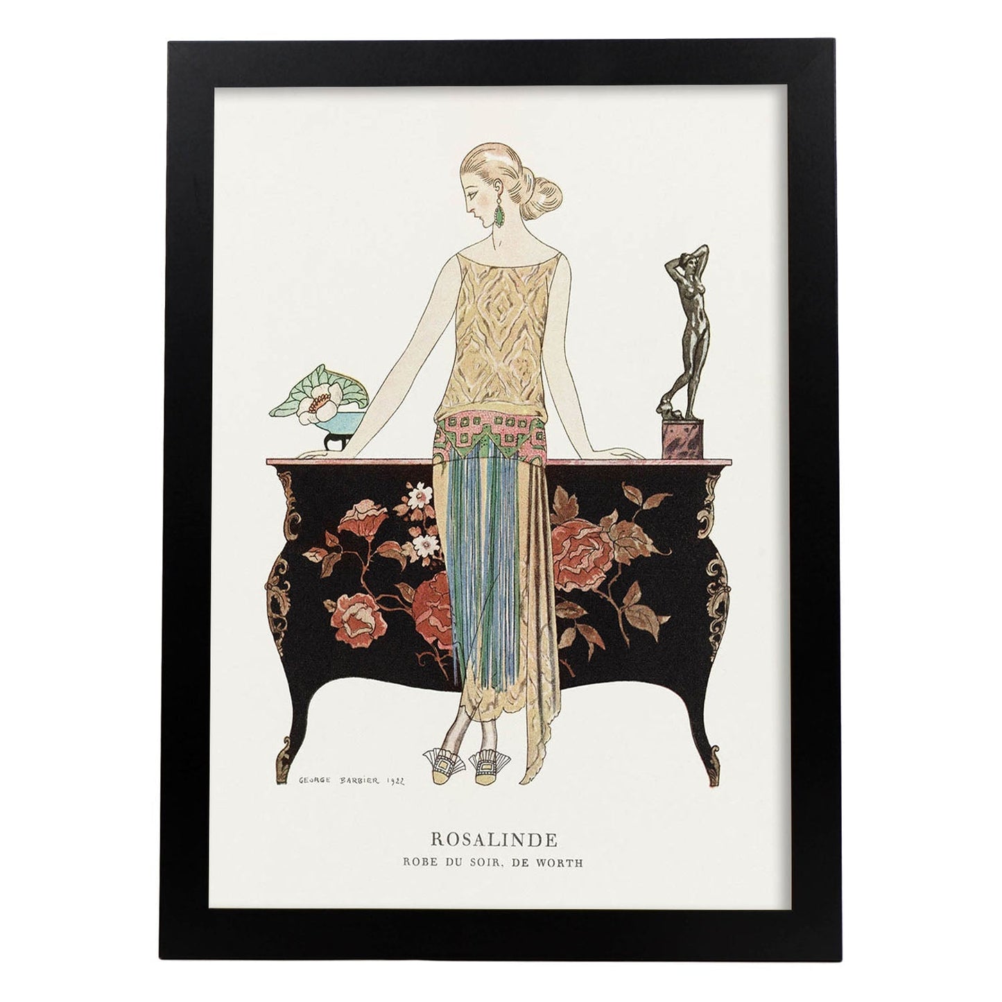 Lámina Vintage Modelo 060. Pósters con las ilustraciones Art Decó de George Barbier.-Artwork-Nacnic-A4-Marco Negro-Nacnic Estudio SL