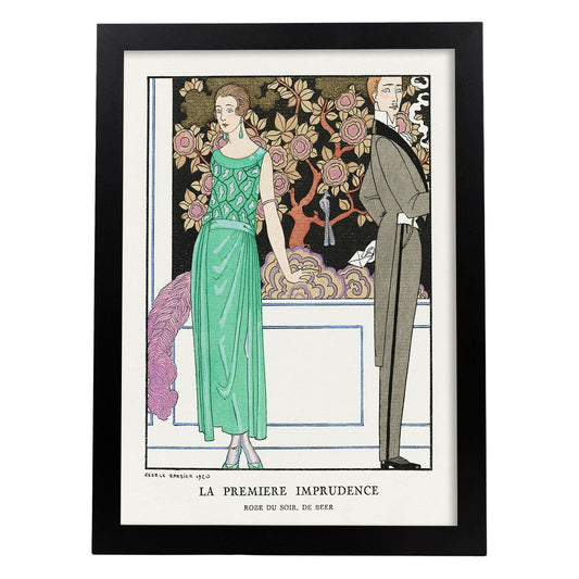 Lámina Vintage Modelo 064. Pósters con las ilustraciones Art Decó de George Barbier.-Artwork-Nacnic-A4-Marco Negro-Nacnic Estudio SL