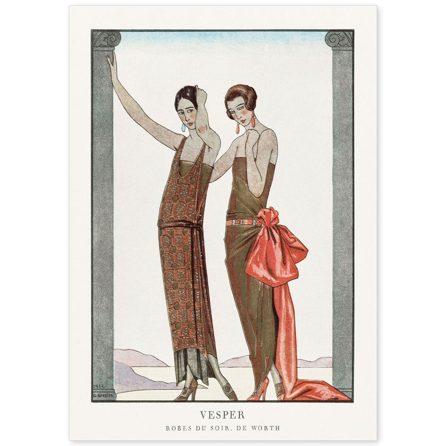 Lámina Vintage Modelo 065. Pósters con las ilustraciones Art Decó de George Barbier.-Artwork-Nacnic-A4-Sin marco-Nacnic Estudio SL