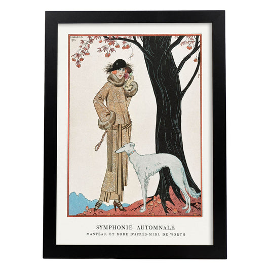 Lámina Vintage Modelo 073. Pósters con las ilustraciones Art Decó de George Barbier.-Artwork-Nacnic-A4-Marco Negro-Nacnic Estudio SL