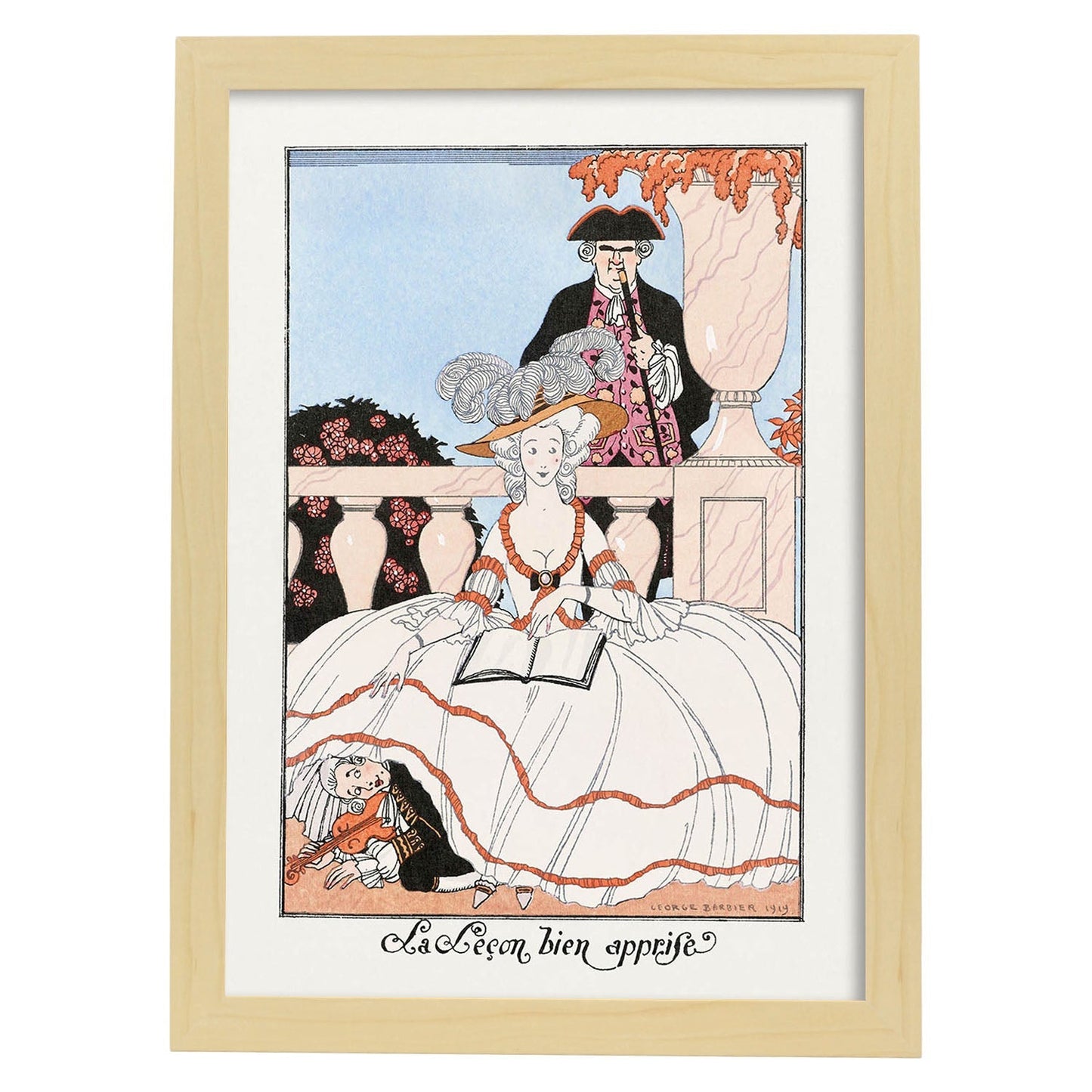 Lámina Vintage Modelo 082. Pósters con las ilustraciones Art Decó de George Barbier.-Artwork-Nacnic-A4-Marco Madera clara-Nacnic Estudio SL