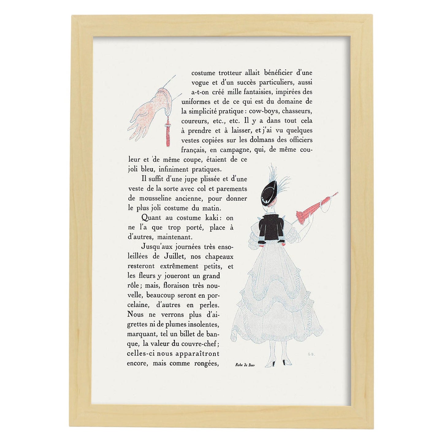 Lámina Vintage Modelo 083. Pósters con las ilustraciones Art Decó de George Barbier.-Artwork-Nacnic-A4-Marco Madera clara-Nacnic Estudio SL