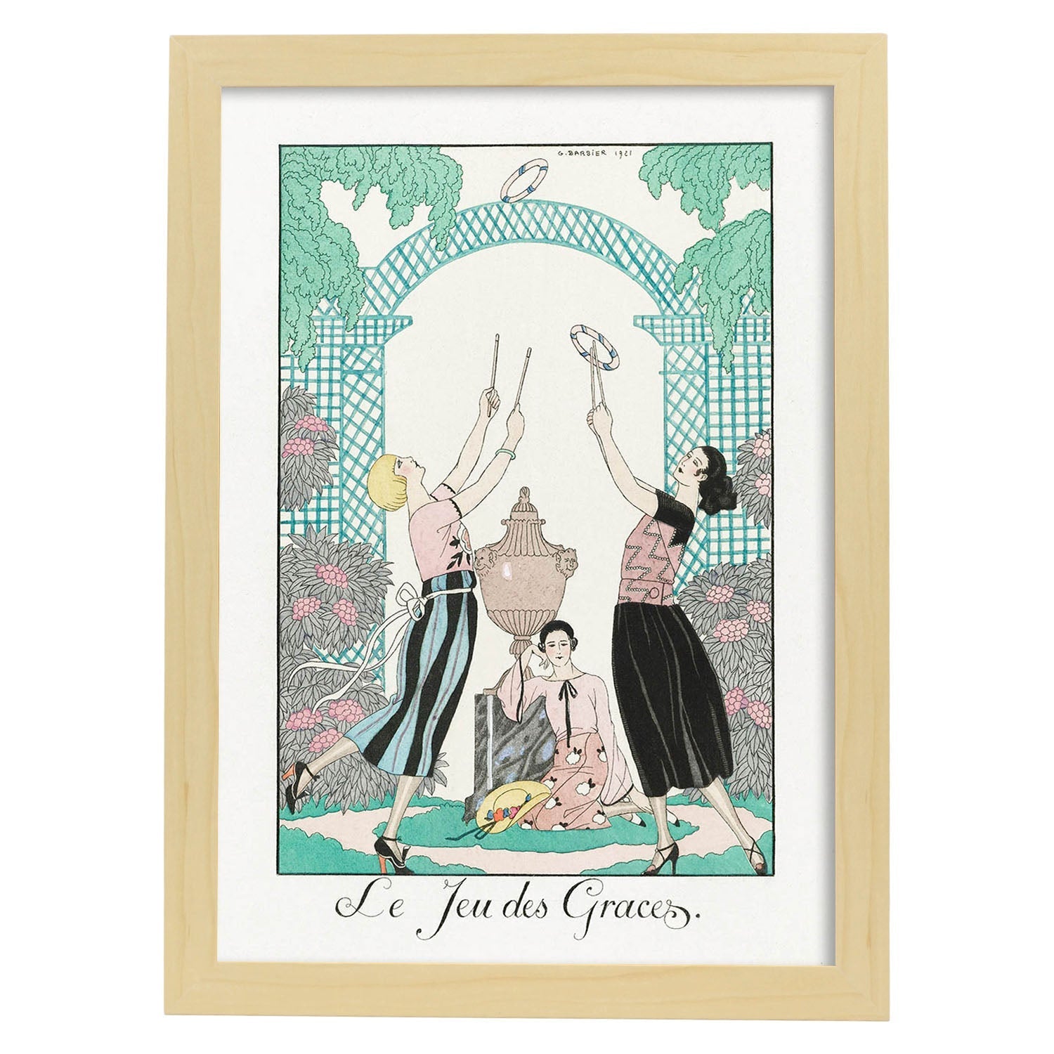 Lámina Vintage Modelo 084. Pósters con las ilustraciones Art Decó de George Barbier.-Artwork-Nacnic-A3-Marco Madera clara-Nacnic Estudio SL