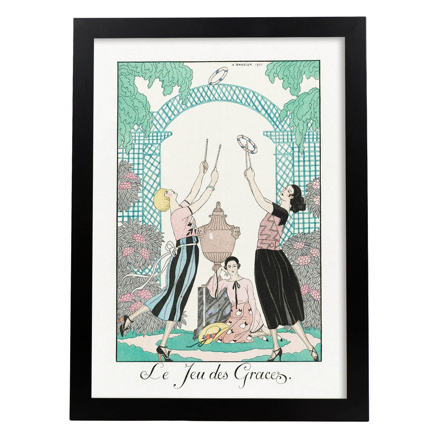 Lámina Vintage Modelo 084. Pósters con las ilustraciones Art Decó de George Barbier.-Artwork-Nacnic-A3-Marco Negro-Nacnic Estudio SL