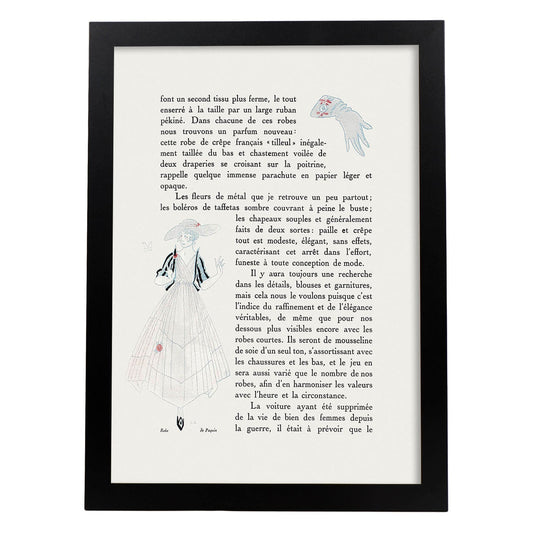 Lámina Vintage Modelo 093. Pósters con las ilustraciones Art Decó de George Barbier.-Artwork-Nacnic-A4-Marco Negro-Nacnic Estudio SL