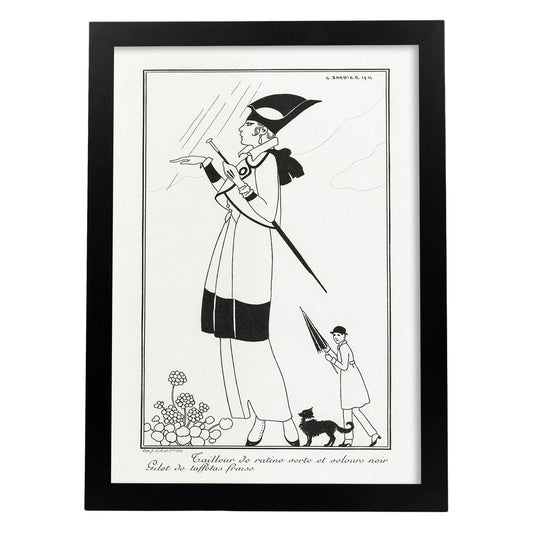 Lámina Vintage Modelo 096. Pósters con las ilustraciones Art Decó de George Barbier.-Artwork-Nacnic-A4-Marco Negro-Nacnic Estudio SL