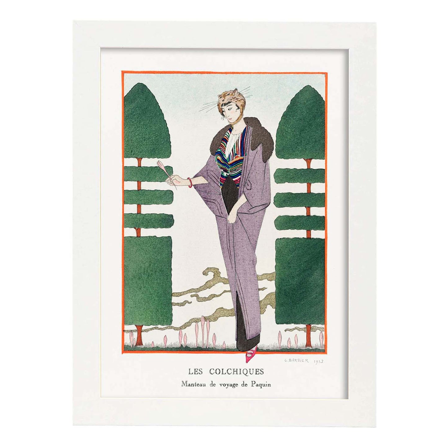 Lámina Vintage Modelo 102. Pósters con las ilustraciones Art Decó de George Barbier.-Artwork-Nacnic-A4-Marco Blanco-Nacnic Estudio SL