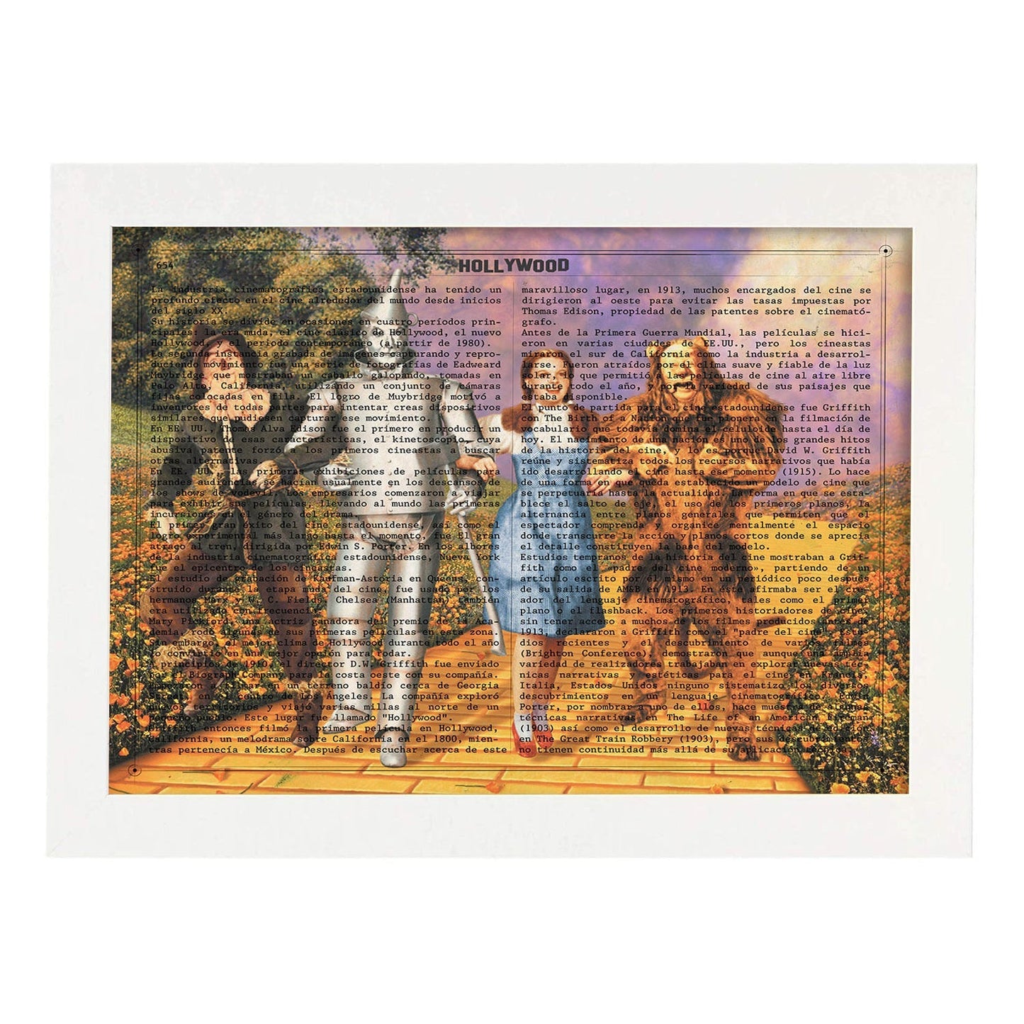 Lámina Vintage pelicula El Mago de Oz Sobre definicion de Hollywood-Artwork-Nacnic-A3-Marco Blanco-Nacnic Estudio SL