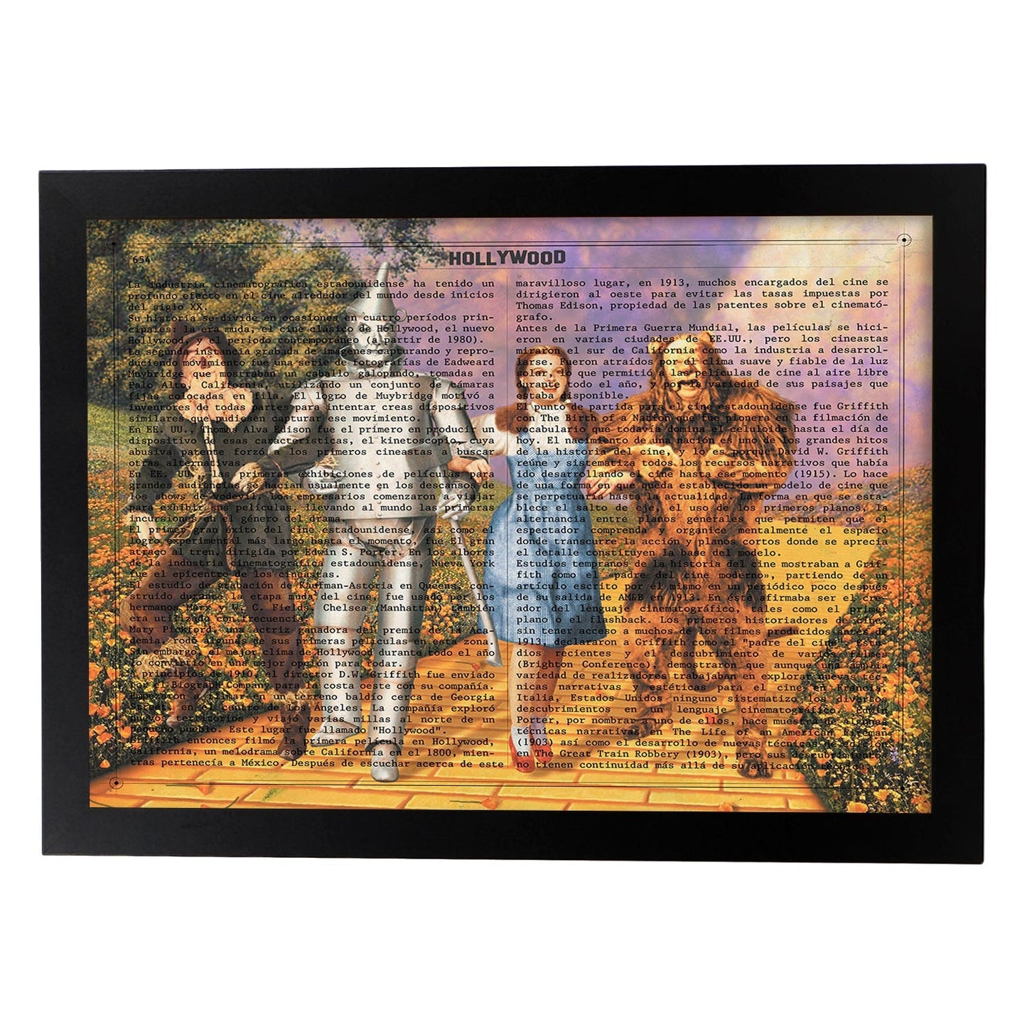 Lámina Vintage pelicula El Mago de Oz Sobre definicion de Hollywood-Artwork-Nacnic-A3-Marco Negro-Nacnic Estudio SL