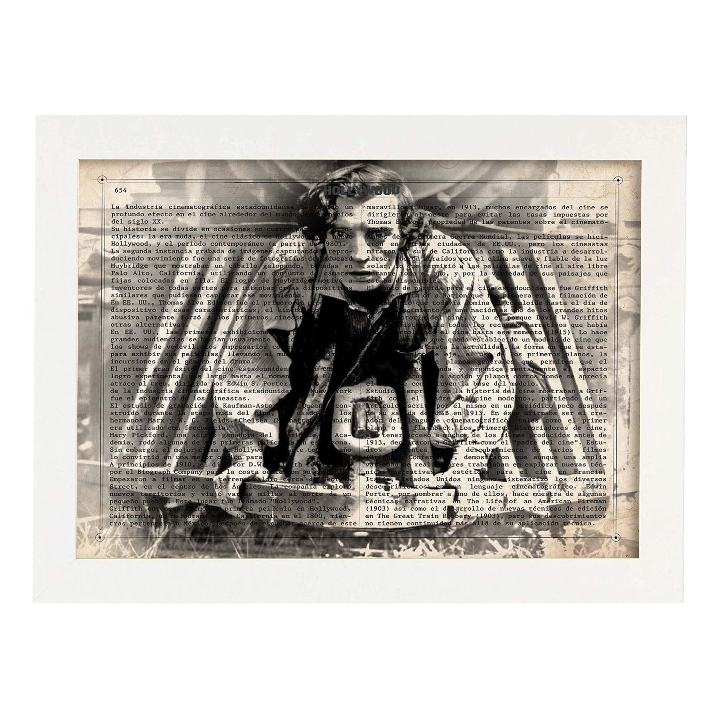 Lámina Vintage pelicula El maquinista de la General Sobre definicion de Hollywood-Artwork-Nacnic-A3-Marco Blanco-Nacnic Estudio SL