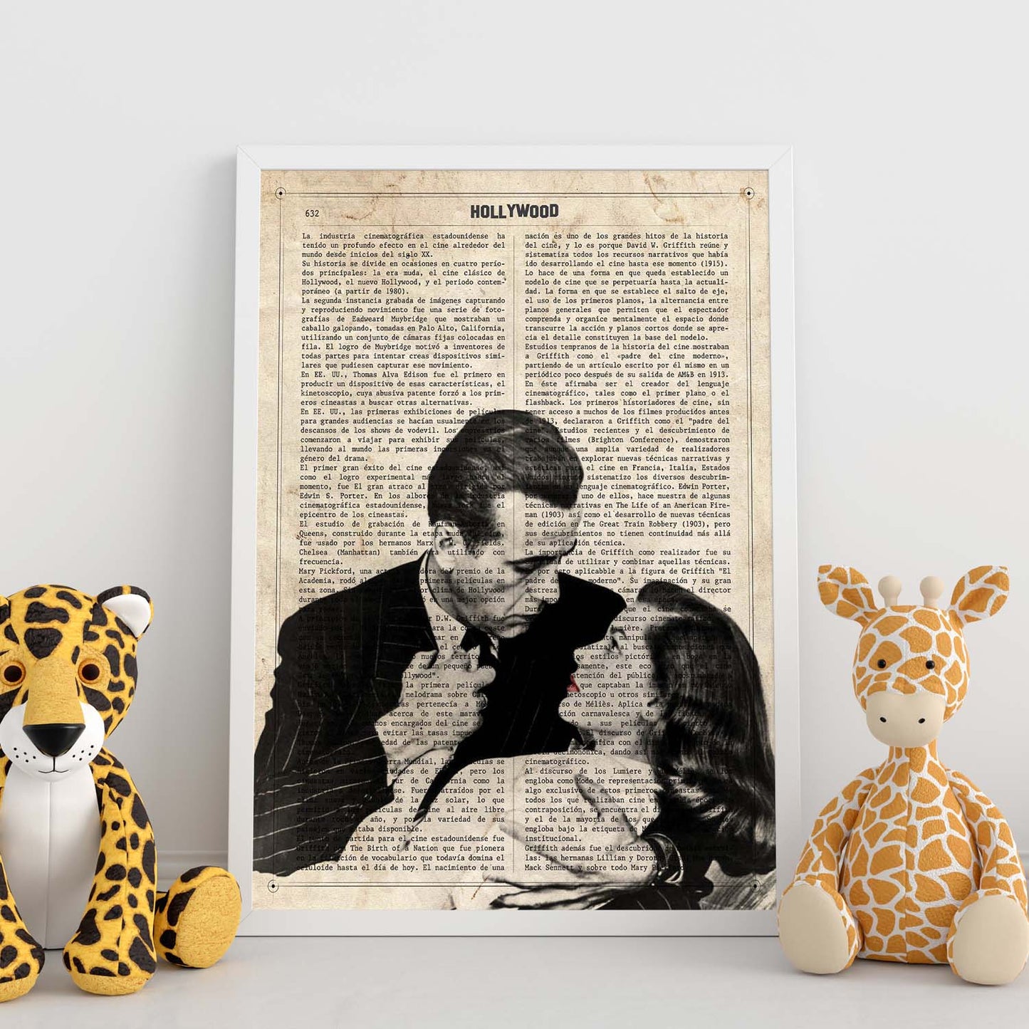Lámina Vintage pelicula El sueño Eterno (Beso) Sobre definicion de Hollywood-Artwork-Nacnic-Nacnic Estudio SL