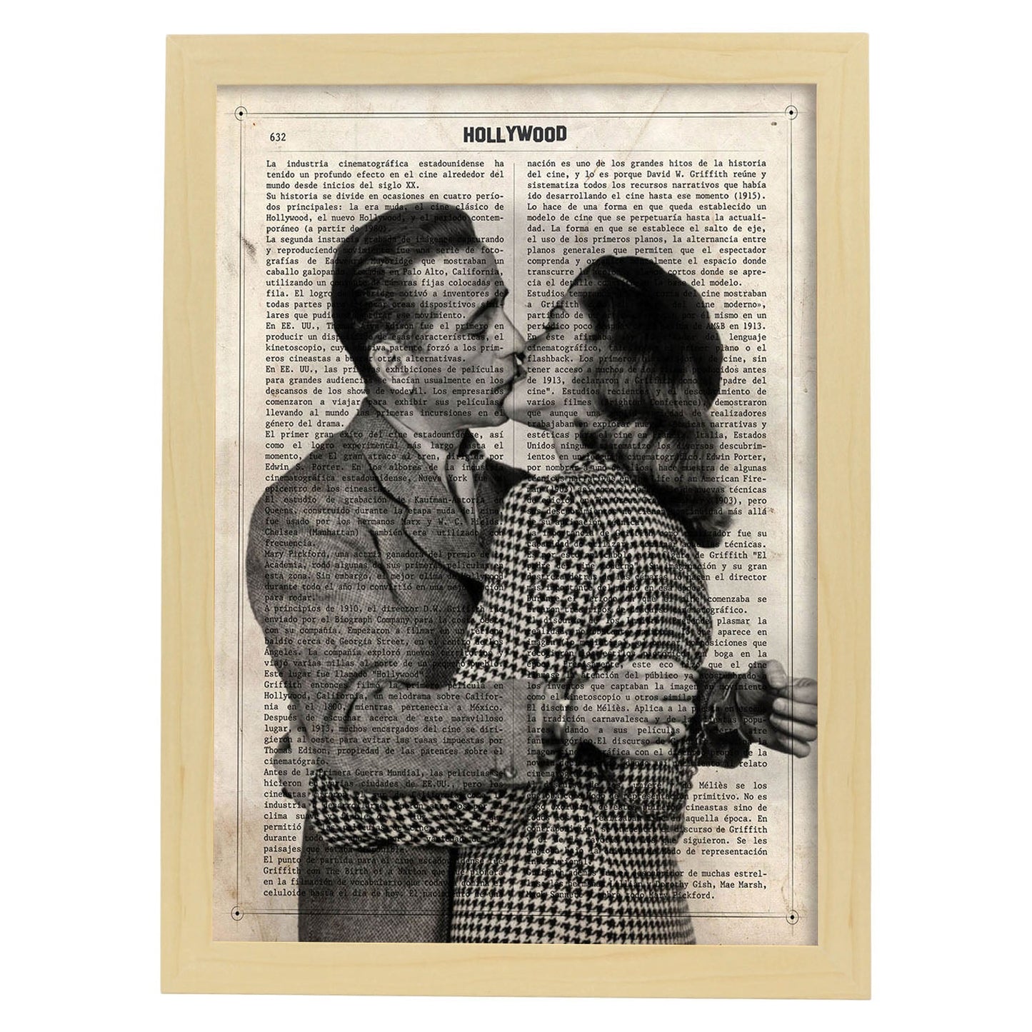 Lámina Vintage pelicula El sueño Eterno (Esposas) Sobre definicion de Hollywood-Artwork-Nacnic-A4-Marco Madera clara-Nacnic Estudio SL