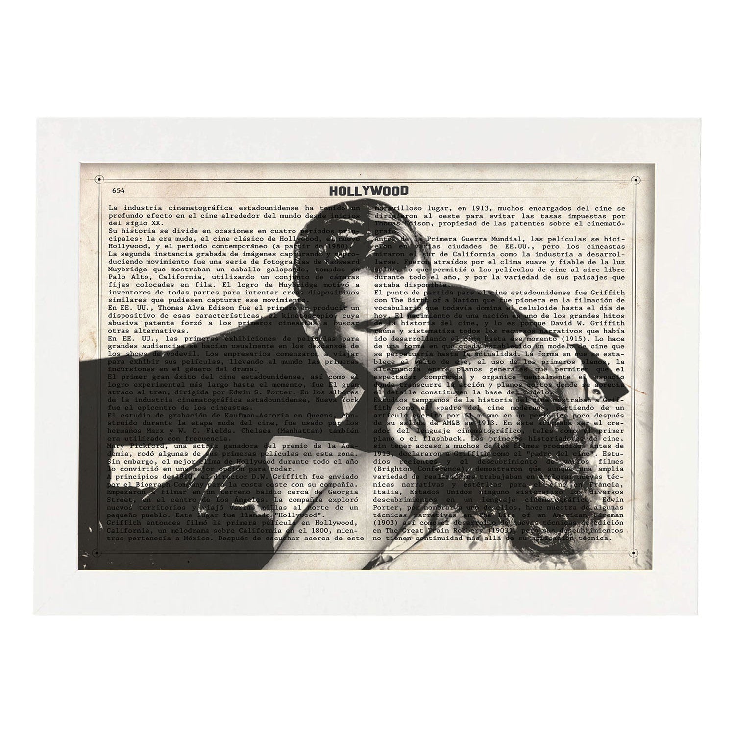 Lámina Vintage pelicula Gilda Sobre definicion de Hollywood-Artwork-Nacnic-A4-Marco Blanco-Nacnic Estudio SL
