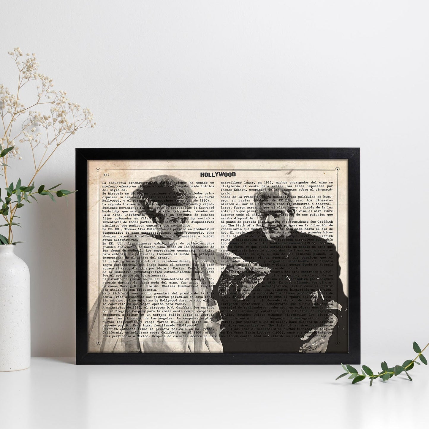 Lámina Vintage pelicula La Novia de Frankenstein Sobre definicion de Hollywood-Artwork-Nacnic-Nacnic Estudio SL