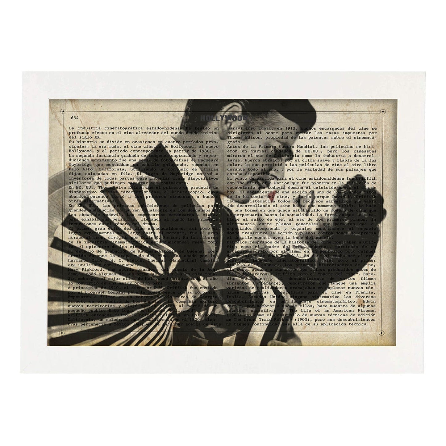 Lámina Vintage pelicula Lo Que el Viento se llevo Sobre definicion de Hollywood-Artwork-Nacnic-A3-Marco Blanco-Nacnic Estudio SL