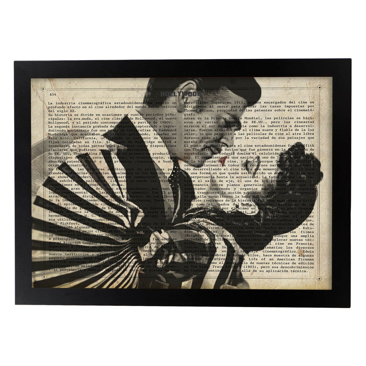 Lámina Vintage pelicula Lo Que el Viento se llevo Sobre definicion de Hollywood-Artwork-Nacnic-A3-Marco Negro-Nacnic Estudio SL