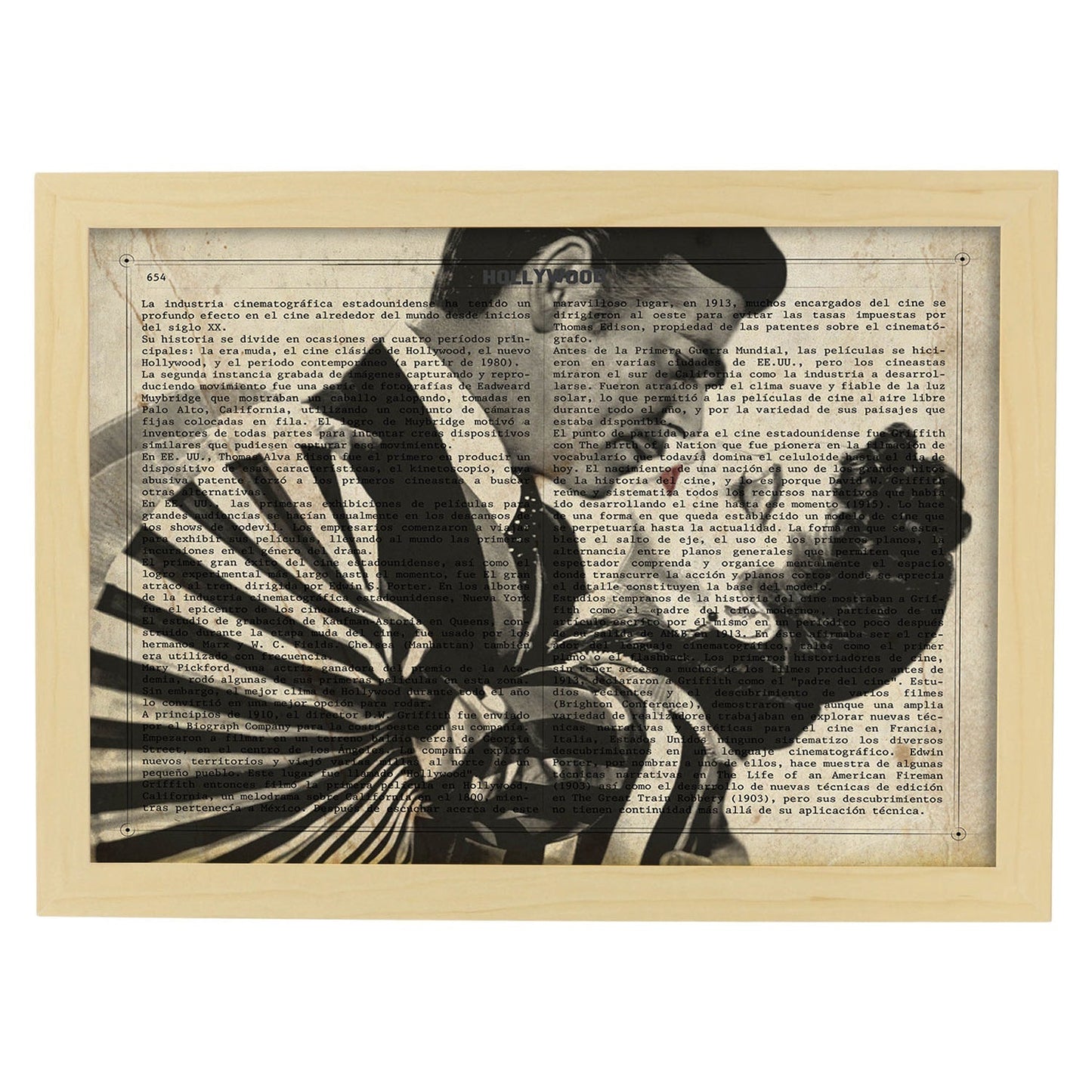 Lámina Vintage pelicula Lo Que el Viento se llevo Sobre definicion de Hollywood-Artwork-Nacnic-A4-Marco Madera clara-Nacnic Estudio SL