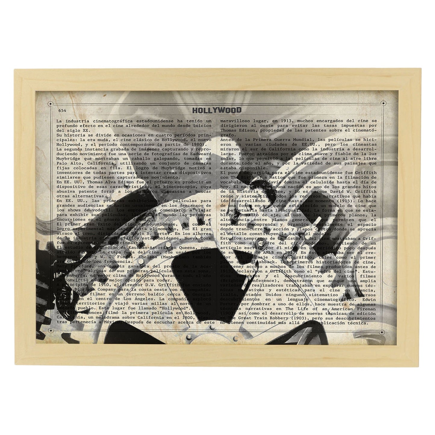 Lámina Vintage pelicula Modern Times Sobre definicion de Hollywood-Artwork-Nacnic-A3-Marco Madera clara-Nacnic Estudio SL