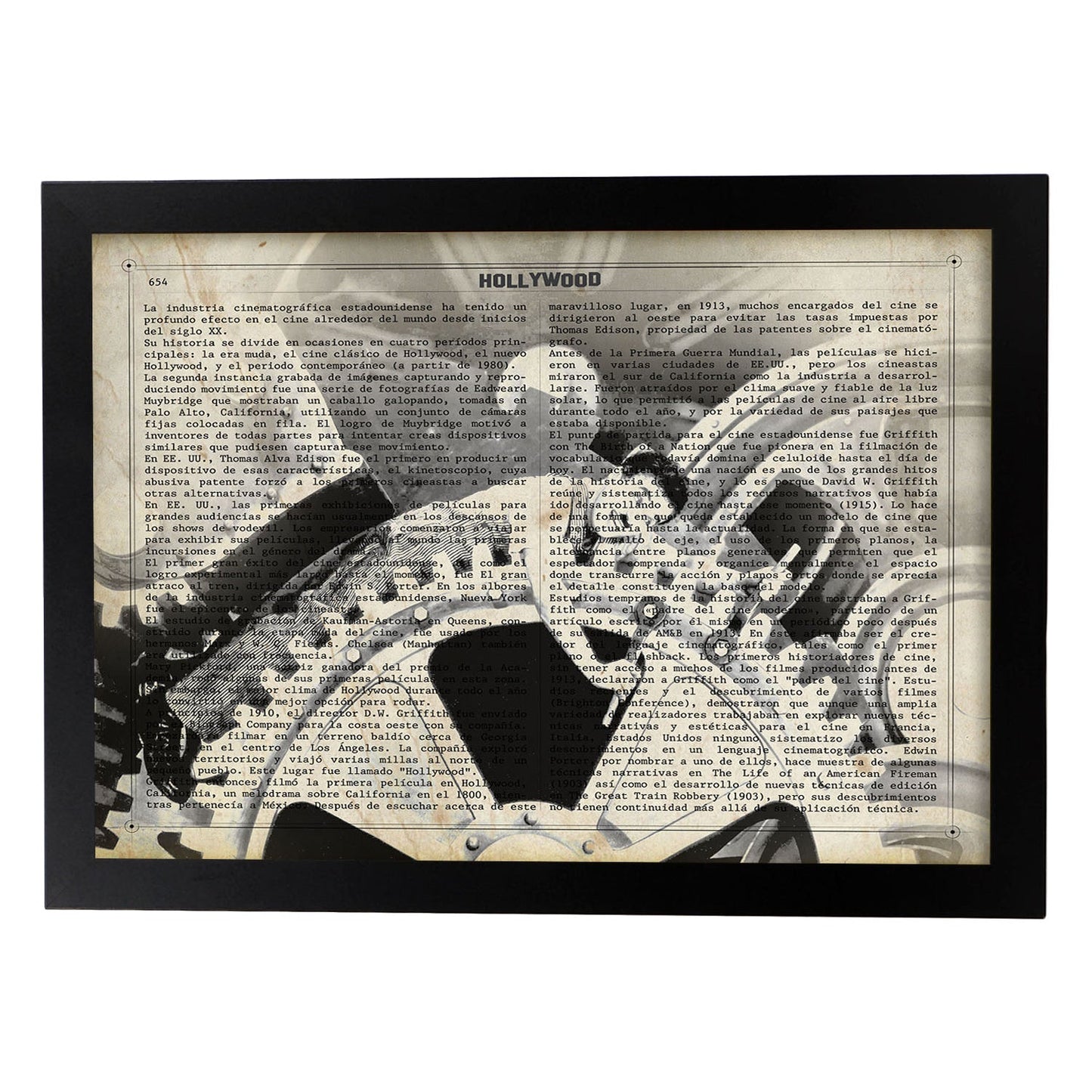 Lámina Vintage pelicula Modern Times Sobre definicion de Hollywood-Artwork-Nacnic-A3-Marco Negro-Nacnic Estudio SL