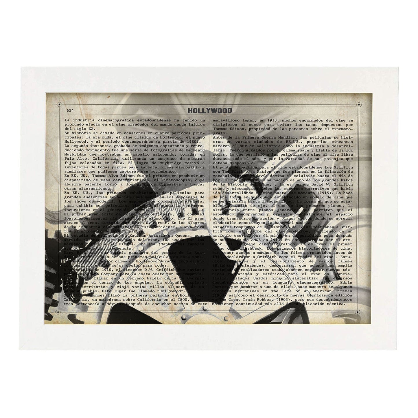 Lámina Vintage pelicula Modern Times Sobre definicion de Hollywood-Artwork-Nacnic-A4-Marco Blanco-Nacnic Estudio SL