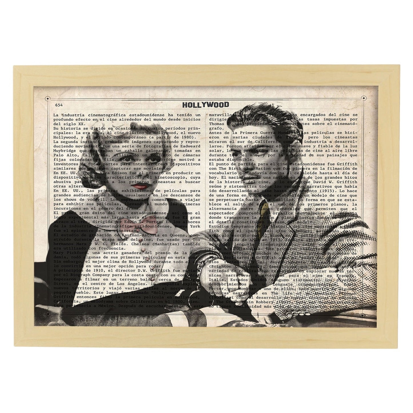 Lámina Vintage pelicula The 39 Steps Sobre definicion de Hollywood-Artwork-Nacnic-A3-Marco Madera clara-Nacnic Estudio SL