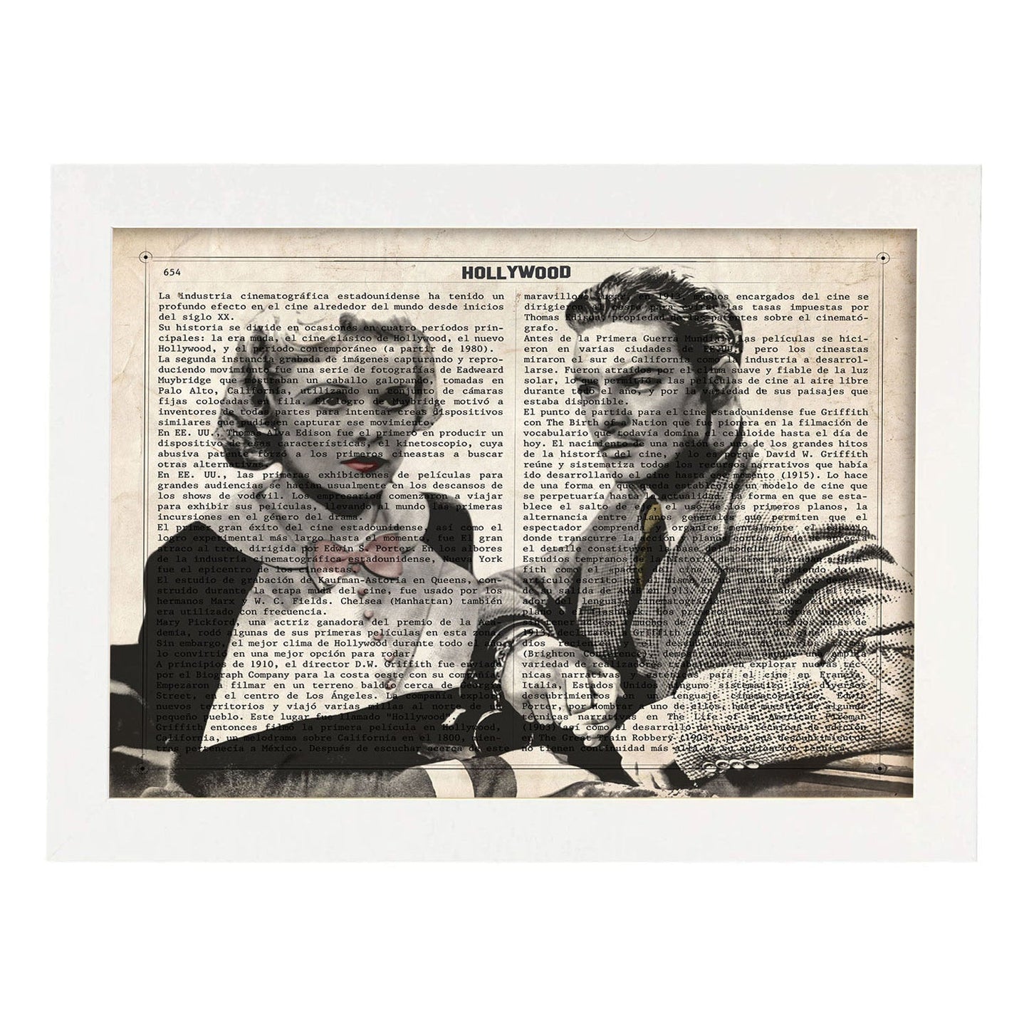 Lámina Vintage pelicula The 39 Steps Sobre definicion de Hollywood-Artwork-Nacnic-A4-Marco Blanco-Nacnic Estudio SL