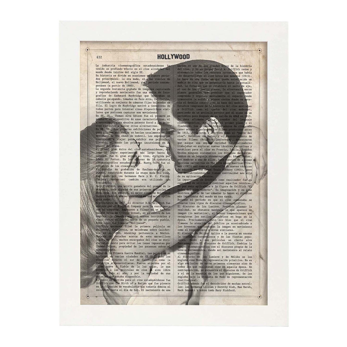 Lámina Vintage pelicula Viva Las Vegas (Beso) Sobre definicion de Hollywood-Artwork-Nacnic-A3-Marco Blanco-Nacnic Estudio SL