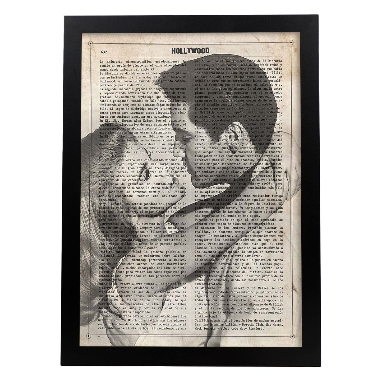 Lámina Vintage pelicula Viva Las Vegas (Beso) Sobre definicion de Hollywood-Artwork-Nacnic-A4-Marco Negro-Nacnic Estudio SL