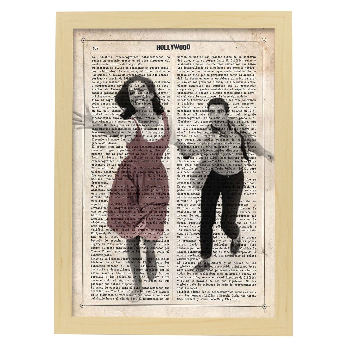 Lámina Vintage pelicula West Side Story (Pareja) Sobre definicion de Hollywood-Artwork-Nacnic-A4-Marco Madera clara-Nacnic Estudio SL