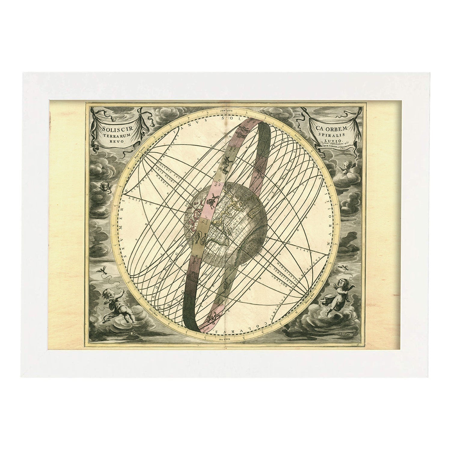 Láminas con mapa astronomico antiguo. Poster de mapa astrologico en-Artwork-Nacnic-A4-Marco Blanco-Nacnic Estudio SL