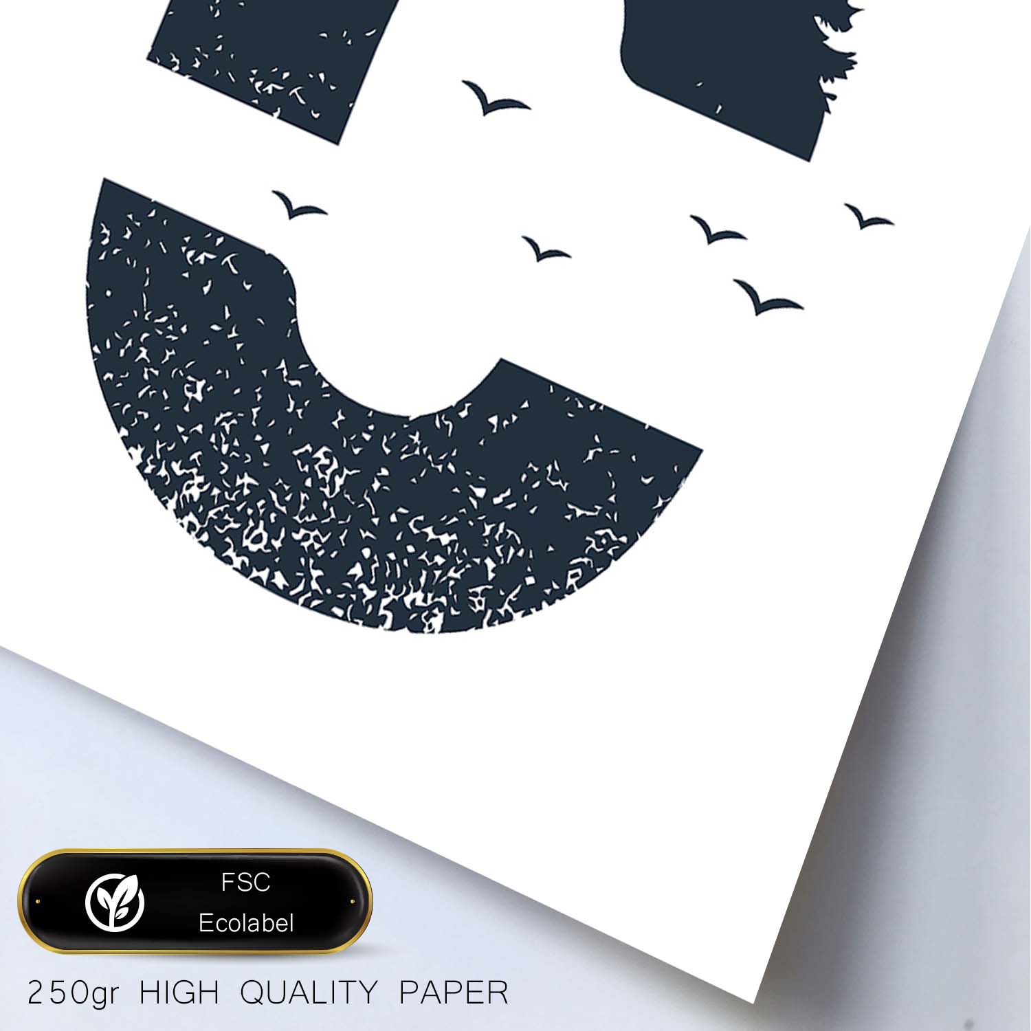 Letra C con bosque y pajaros. Naturaleza.Posters de letras con diseño.-Artwork-Nacnic-Nacnic Estudio SL