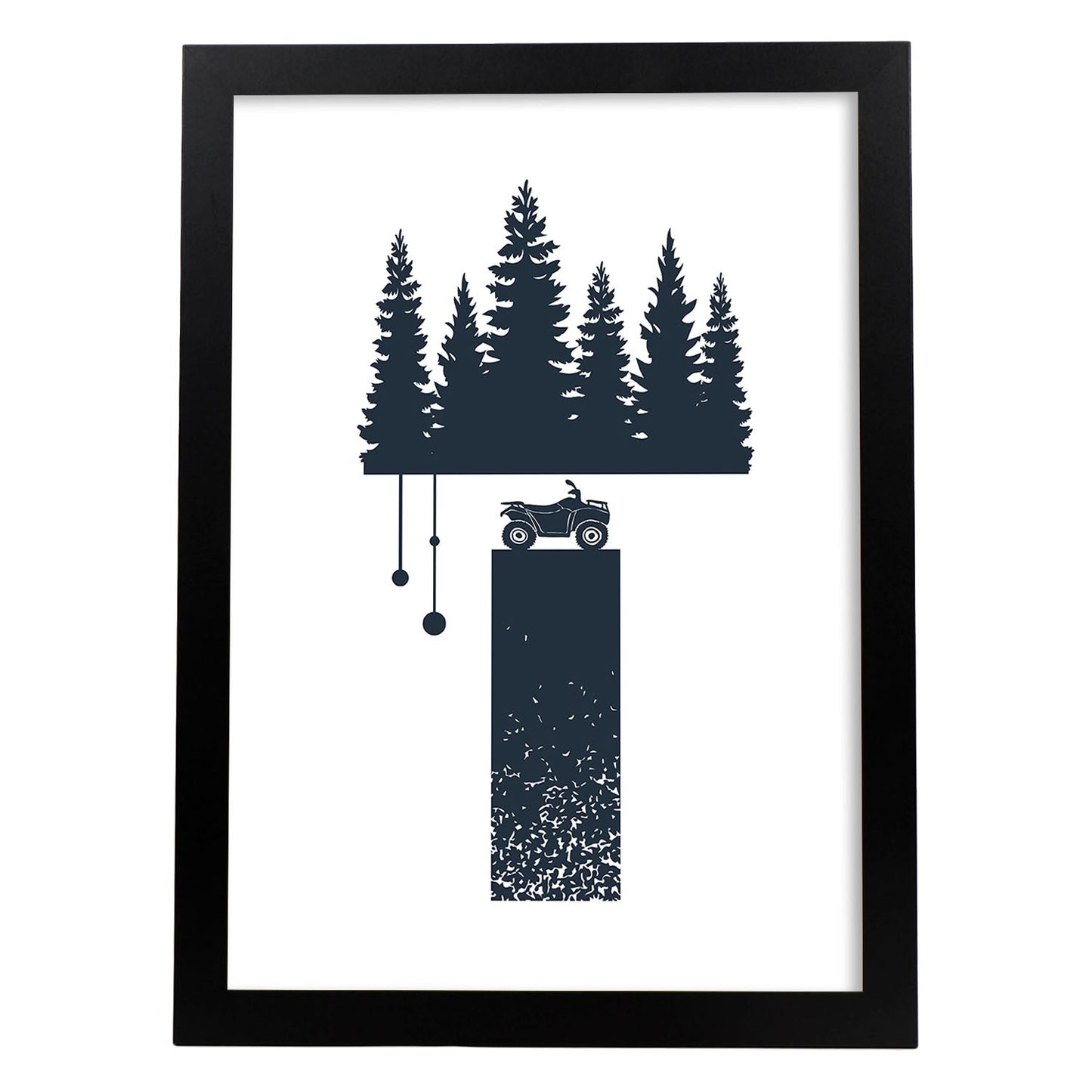 Letra T con bosque, y moto. Naturaleza.Posters de letras con diseño.-Artwork-Nacnic-A3-Marco Negro-Nacnic Estudio SL