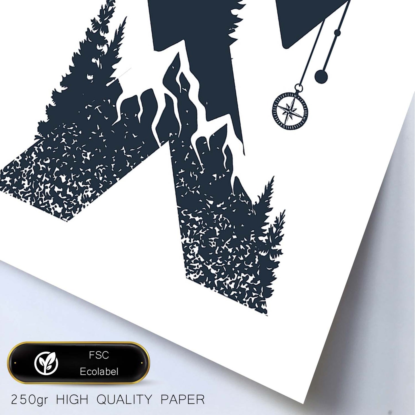 Letra X con bosque y montañas. Naturaleza.Posters de letras con diseño.-Artwork-Nacnic-Nacnic Estudio SL