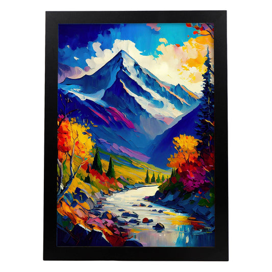 Los pinceles nacnic rakaposhi pincel de pintura al óleo colorfull feliz. Estampados de arte de pared estético para el diseño de dormitorio o sala de estar.-Artwork-Nacnic-A4-Sin marco-Nacnic Estudio SL