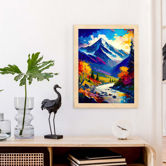 Los pinceles nacnic rakaposhi pincel de pintura al óleo colorfull feliz. Estampados de arte de pared estético para el diseño de dormitorio o sala de estar.-Artwork-Nacnic-Nacnic Estudio SL