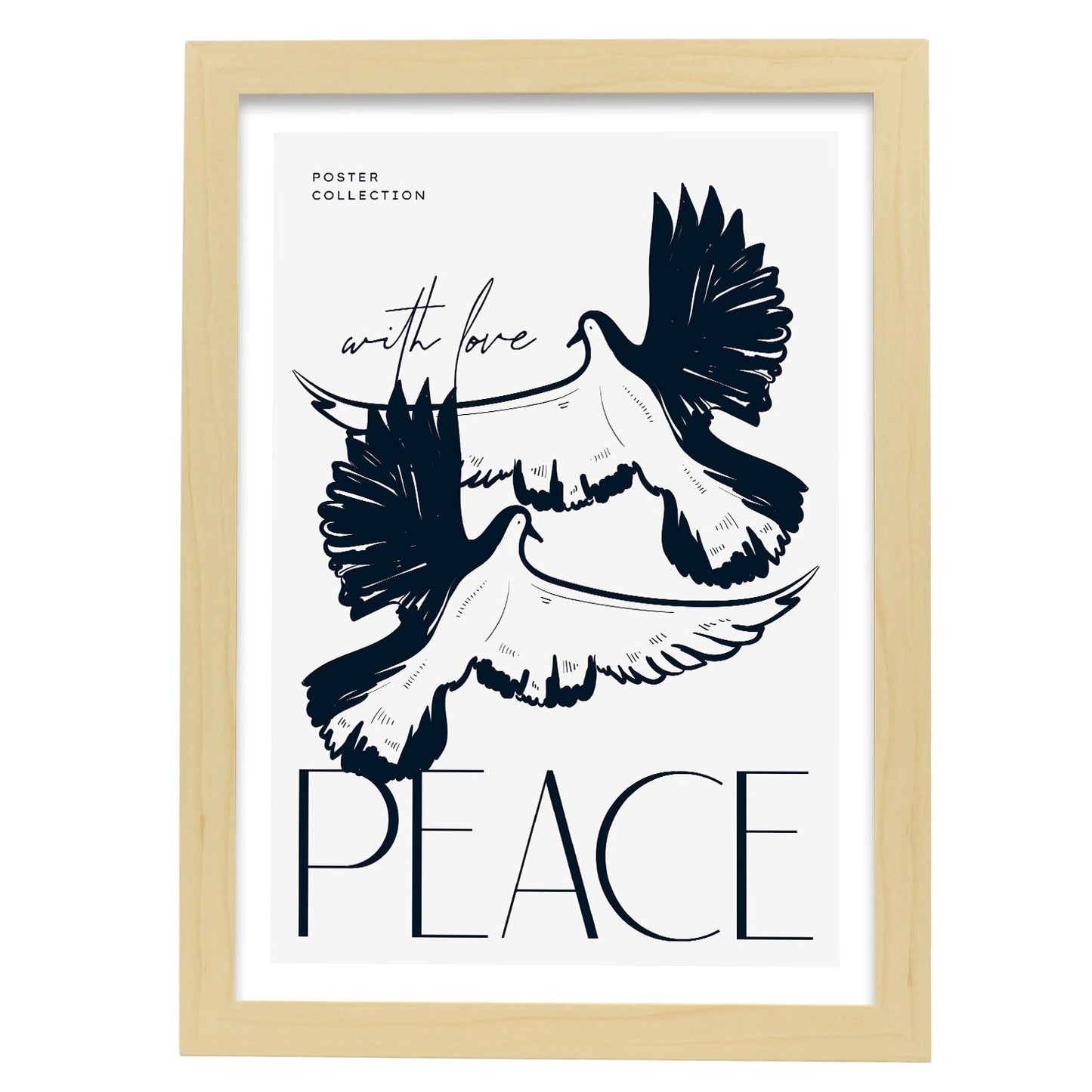 Love Doves-Artwork-Nacnic-A3-Marco Madera clara-Nacnic Estudio SL
