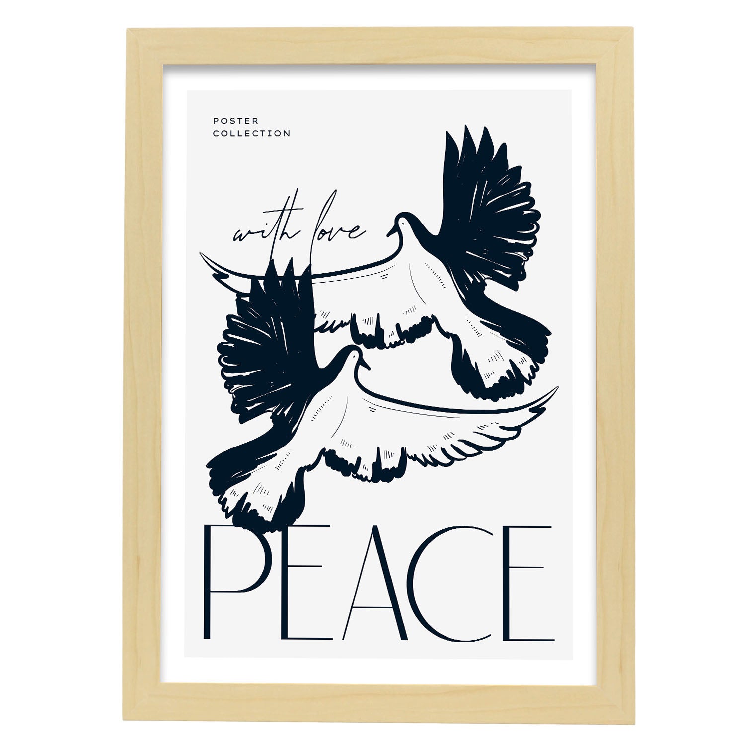 Love Doves-Artwork-Nacnic-A3-Marco Madera clara-Nacnic Estudio SL