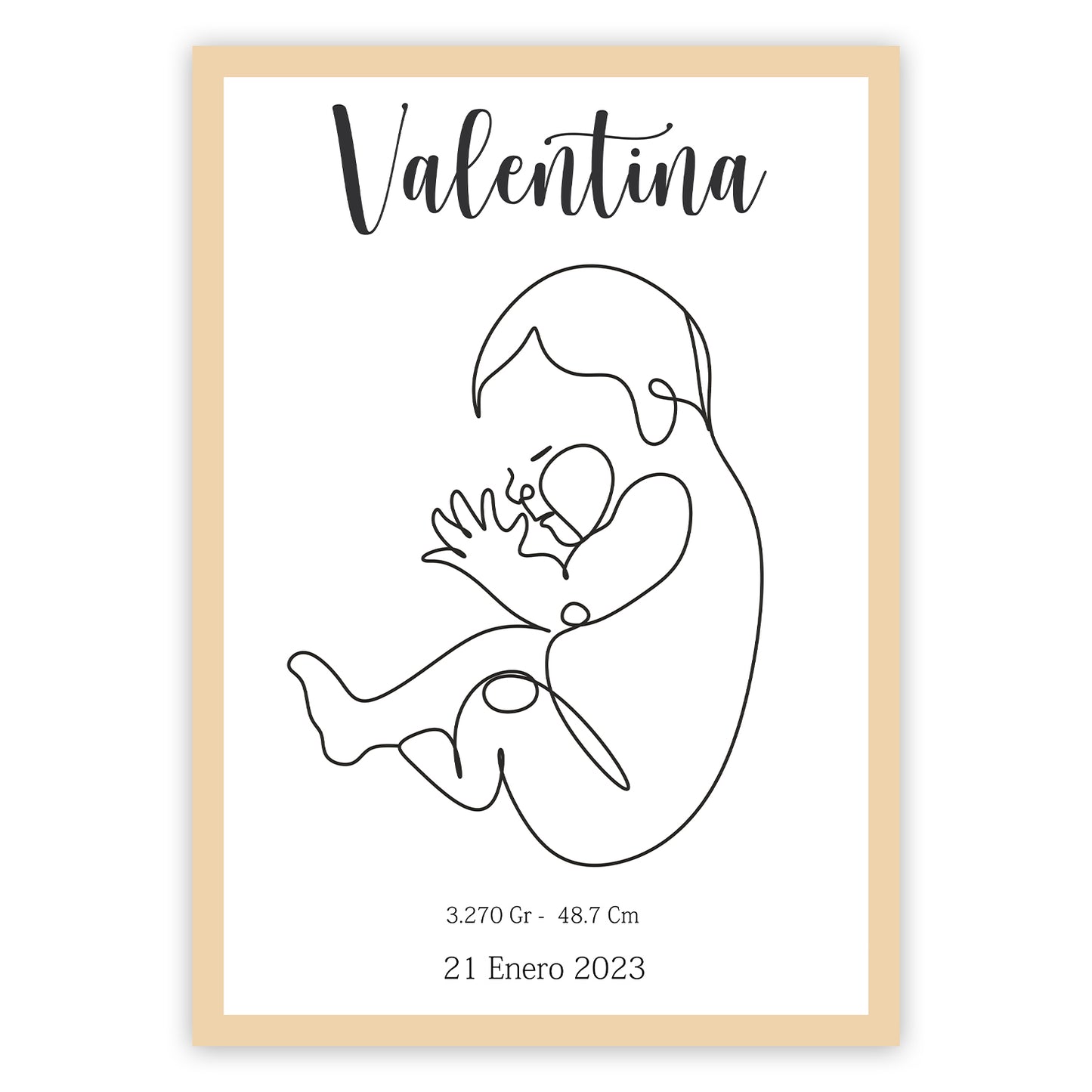 Lámina Personalizada Bebe Con Su Nombre, Peso Y Medida Al Nacer Regalo De Diseño Para Momentos Unicos. Ideal Para Eventos. Cumpleaños, Aniversarios, Nacimientos